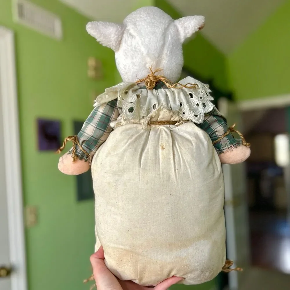 VTG Cottagecore 1994 Little Bo Peep Cattle Bell Collar Sheep Chow Doorstopper - Picture 5 of 12